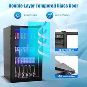   COSTWAY-Beverage-Refrigerator-32-Cubic-Foot-Capacity-120-Can-Beverage-Cooler-with-LED-Light-Adjustable-Thermostat-Removable-Shelves-Perfect-for-Soda-Beer-or-Wine-Small-Drink-Dispenser-Machine