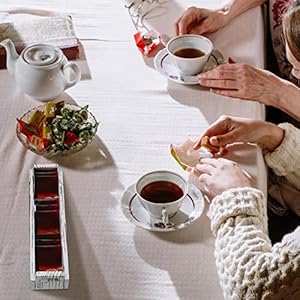 Namalu Wooden Tea Bag Organizer Small Whitewashed Tea Box with Handle and 3 Compartments Farmhouse Mini Tea Bag Holder Divided Chest Countertop Container for Coffee Bar Beverage Supplies