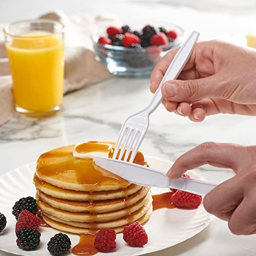 Comfy Package 500 Count Heavy Duty White Plastic Forks