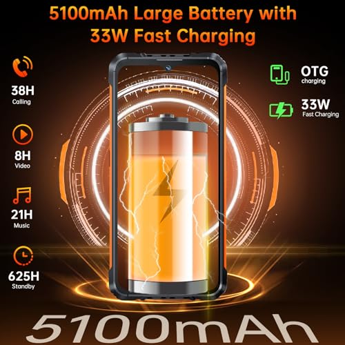 CUBOT Kingkong ACE 3 Outdoor Smartphone Android 14, 24GB RAM+256GB ROM Outdoor Handy Ohne Vertrag, 6.583" FHD+&1.32" Display Wasserdicht Baustellenhandy, 100MP+32MP, 5100mAh(33W), IP68/4G Dual SIM/NFC – Bild 5