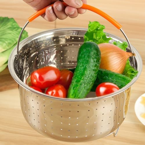 Hemoton Stainless Steel Steamer Basket - Perfect for Veggies Fish Seafood