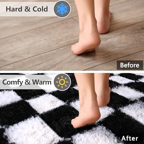 FALARK 4x6 ft Black and White Checkered Area Rug