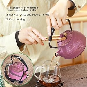   Cast-Iron-Teapot-Stovetop-Safe-Vintage-Tea-Kettle-with-Infuser-for-Loose-Leaf-Coffee-Japanese-Tea-Pot-Coated-with-Enameled-Interior-Silicone-Handle-22oz-650ml-Black