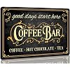 VNCgov Coffee Bar Sign Hot Chocolate and Tea Vintage Metal Plaque Signs for Kitchen Cafe Pub Home Coffee Station Decor 8 x 12 inch