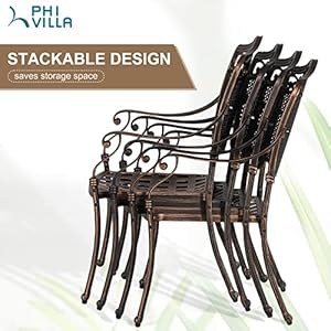   PHI-VILLA-5-Piece-Patio-Dining-Set-for-Outdoor-Cast-Aluminum-Round-Patio-Table-and-Chairs-Set-with-Cast-Aluminum-Furniture-Patio-Chairs-39-Round-Dining-Table-for-Yard-Golden-Bronze