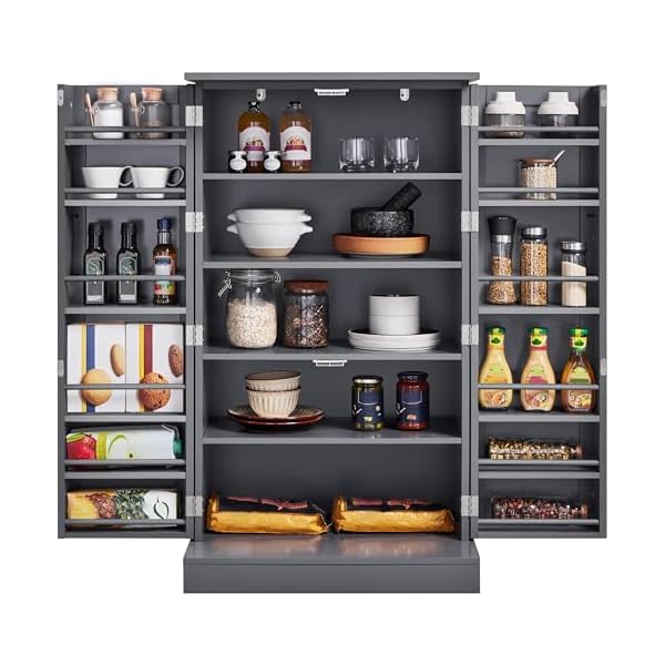   Yaheetech-41-H-Kitchen-Pantry-Storage-Cabinet-with-Doors-Adjustable-Shelves-Freestanding-Cupboard-Food-Cabinet-for-Dining-RoomLiving-Room-Dark-Gray
