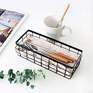 TIEYIPIN Small Metal Wire Storage Basket Detachable Wood Base Storage Organizer Bin Basket for Kitchen Cabinets Bathroom Pantry Garage Laundry Room Brown 2 Pack