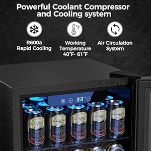 Kndko Mini Beverage Refrigerator - 48 Can Mini Fridge with Digital Temperature Control, LED Light, Reversible Door, Perfect for Home, Office, Bar, and Game Room - 1.3 Cu.Ft, Black Kndko Mini Beverage Refrigerator 48 Can Mini Fridge with Digital Temperature Control LED Light Reversible Door Perfect for Home Office Bar and Game Room 13 CuFt Black