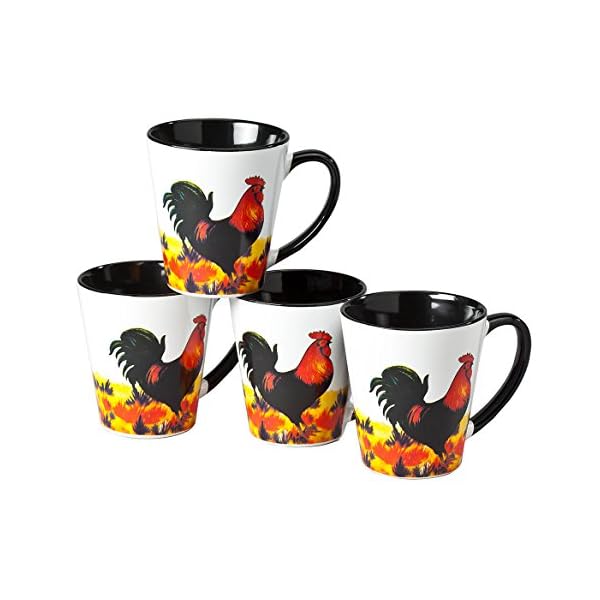   WalterDrake-Rustic-Rooster-Coffee-Mugs-Each-8-oz--Set-of-4-Glazed-Ceramic-Mugs