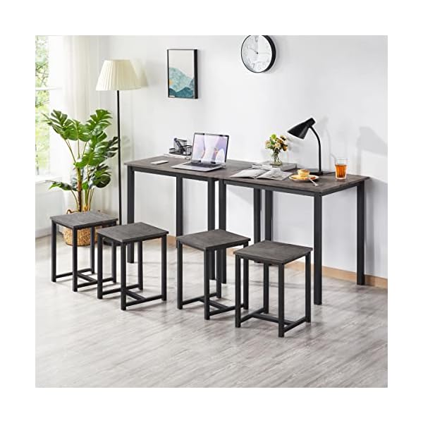   Yaheetech-3-Piece-Dining-Table-Set-Kitchen-Table-Chair-Sets-for-2-Compact-Table-w-2-Stools-Space-Saving-Design-for-Dining-Room-Living-Room-Apartment-Pub-Drift-Brown