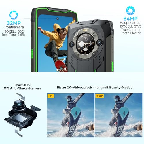 Blackview BV9300 Pro(24GB+256GB) Outdoor Handy 100LM Taschenlampe, 15080mAh 33W, 6.7'' FHD+ 120Hz 1.32'' Zurück Dsiplay Outdoor Smartphone Ohne Vertrag, 64MP+32MP Smart ISO-Kamera,NFC/GPS/IP69K – Bild 6