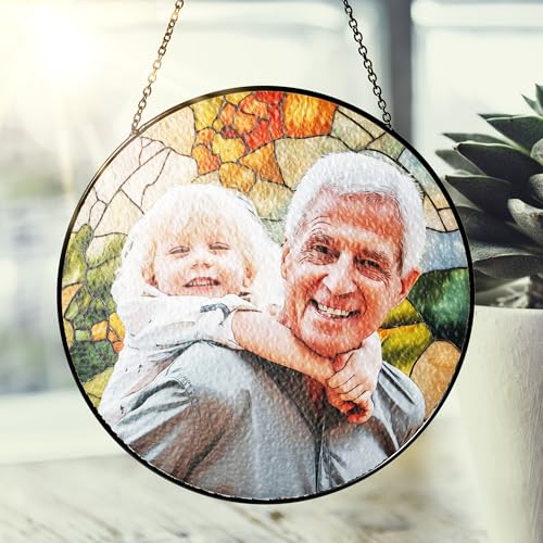 LOVELYPOD Personalized Grandma Stained Glass Sun Catcher, Photo Family Portrait Faux Window Hanging Ornament, Custom Photo Gift, Grandma Gifts, for Mom, Christmas Ornament - Image 5