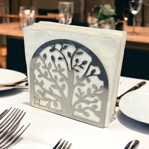 Stylish Metal Napkin Holder Retro Design Silver