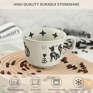   Ceramic-Coffee-Mug-12-oz-Novelty-Unique-Teacup-with-Large-Handle-Stoneware-Cup-for-Tea-Mocha-Latte-Cappuccino-Espresso-Set-of-2-Fox-and-Bear