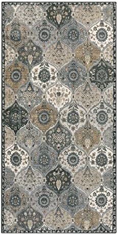 Lahome Moroccan Trellis Area Rug 2x4 Non-Slip Grey