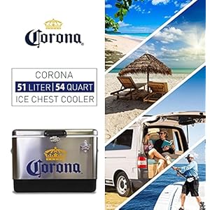  Corona-Exclusive-Ice-Chest-Beverage-Cooler-with-Bottle-Opener-51-Liter-54-Quart-for-Camping-Beach-RV-BBQs-Tailgating-Fishing