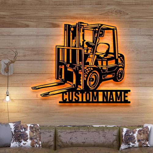 Zikako Custom Forklift Driver Metal Wall Art LED Light Sign