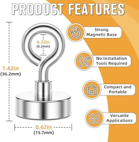 Securely Hold Up To 28 lbs With Magnetic Hooks