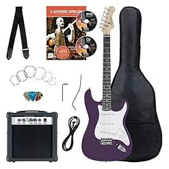 Rocktile Banger’s Pack Guitare electrique – Ensemble de Guitare électrique Violette – Kit avec Ampli de 25 W, Housse, Sangle, Câble, Cordes et Médiators – Purple Highgloss - Les Beatles, Paul McCartney, John Lennon, RIngo Starr, George Harrison