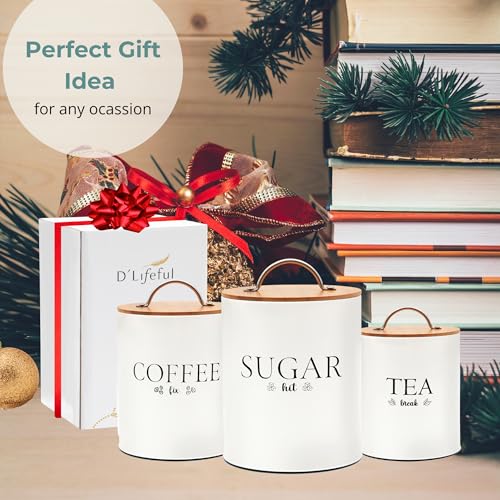 DLifeful-Tea-Coffee-Sugar-Canister-Set-3pc-Airtight-Canister-Sets-for-Kitchen-Counter-Farmhouse-Containers-for-the-Kitchen-Decorative-Countertop-storage-with-Airtight-Lid-for-Freshness-White DLifeful Tea Coffee Sugar Canister Set 3pc Airtight Canister Sets for Kitchen Counter Farmhouse Containers for the Kitchen Decorative Countertop storage with Airtight Lid for Freshness White