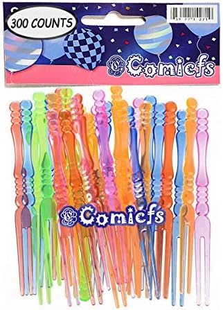 Comicfs - 300pcs Disposable Plastic Fruit Forks 4 Bistro Cocktail Tasting Set