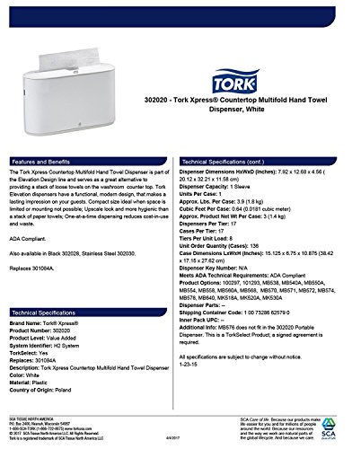 Tork 302020 Xpress Countertop Towel Dispenser - White