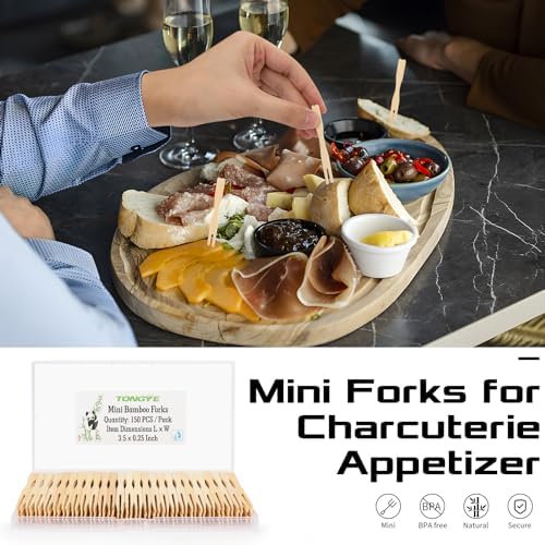 Tongye Mini Bamboo Forks - Appetizer Cutlery Set 100PCS