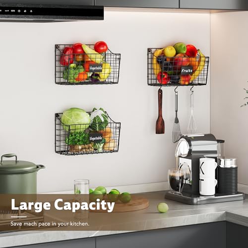 Wall-Mounted-Bin-Basket-with-5-Hooks-3-Label-Plate-Adhesive-3-Pack-Cabinet-Hanging-Metal-Wire-BasketRustic-Farmhouse-Decor-Storage-Organization-Shelf-for-Pantry-Kitchen-Bathroom-1067551inch Wall Mounted Bin Basket with 5 Hooks 3 Label Plate Adhesive 3 Pack Cabinet Hanging Metal Wire BasketRustic Farmhouse Decor Storage Organization Shelf for Pantry Kitchen Bathroom 1067551inch