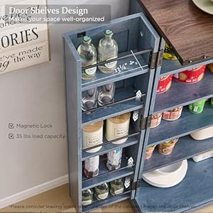 47" Kitchen Pantry, Farmhouse Storage Cabinet with Barn Doors, Organizer and Adjustable Shelves, Rustic Wood Cupboard for Kitchen, Dining Room, Bathroom and Hallway, Rustic Blue 47 Kitchen Pantry Farmhouse Storage Cabinet with Barn Doors Organizer and Adjustable Shelves Rustic Wood Cupboard for Kitchen Dining Room Bathroom and Hallway Rustic Blue