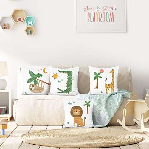 Bonhause 18x18 Jungle Animals Pillow Covers Set of 4