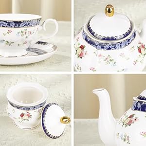 Fanquarebonechinateasetsforadults21pieceblueandrosesporcelainteaservicewithsugarbowlcreamerenglishcremicfloralteacupssetof6forwomenteaparty Urban Country Home Decor Fanquare bone china tea sets for adults 21 piece blue and roses porcelain tea service with sugar bowl creamer english cremic floral tea cups set of 6 for women tea party urban country home decor