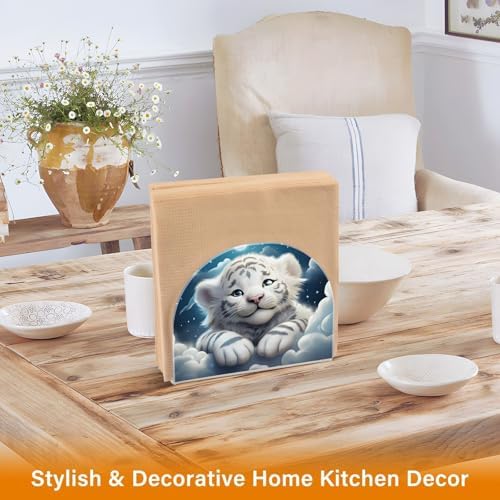 Stylish Tiger Napkin Holder 2pc Compact 41x49x197in