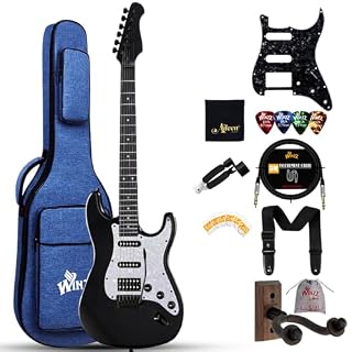 Winzz ST Guitare électrique en bois de peuplier Blanc - Les Beatles, Paul McCartney, John Lennon, RIngo Starr, George Harrison