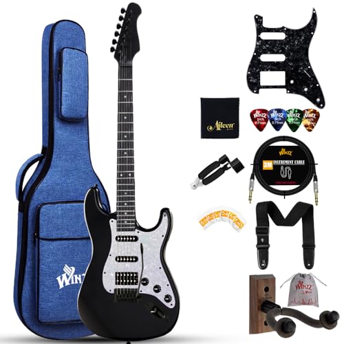 Winzz ST Guitare électrique en bois de peuplier Blanc - Les Beatles, Paul McCartney, John Lennon, RIngo Starr, George Harrison Winzz ST Guitare électrique en bois de peuplier Blanc