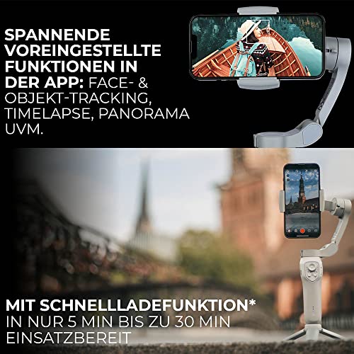 Rollei Steady Butler Mobil 3 SE Gimbal Smartphone 3 Achsen, Handy Stabilisator für Videos Leichter 280g mit App Steuerung Kompatibel mit iPhone und Android, Gimbal-Smartphone-Handy-Stabilisator-Video – Bild 6
