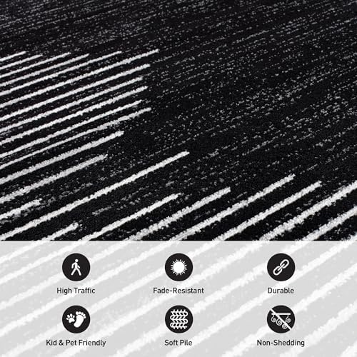 Rugshop Bohemian Stripe Stain Resistant Area Rug 27 x 4 Black