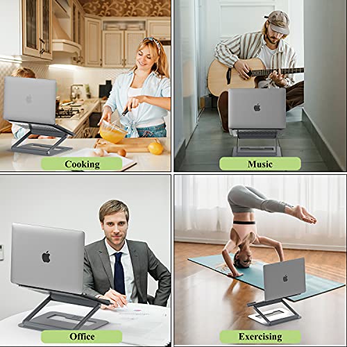 Minthouz Laptop Ständer, Winkel Einstellbar Notebook Ständer, Aluminium Faltbar Laptop Halterung Kompatibel mit MacBook Air Pro Dell XPS Lenovo HP Mehr 10"-17" Laptops – Bild 3