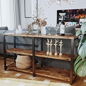   IRONCK-Rustic-Entryway-Console-Table-Long-Hallway-Table-55-in-3-Tier-TV-Stand-Entertainment-Center-Media-Stand-for-Living-Room-Industrial-Style-Vintage-Brown
