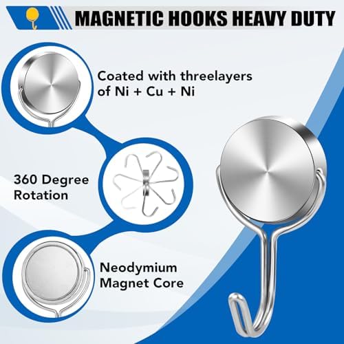 LOVIMAG 60Lbs Magnetic Hooks 6-Pack Cruise Essentials