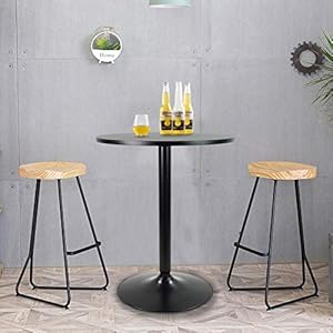 KKTONER Round Bar Table 236 Inch Top for Cocktail Bar Pub Dining Bistro 287H Black