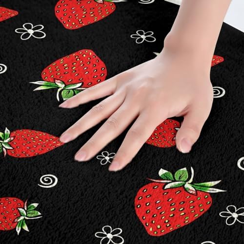 Feelyou Strawberry Bath Rug 16x24 Non-Slip Shaggy Carpet