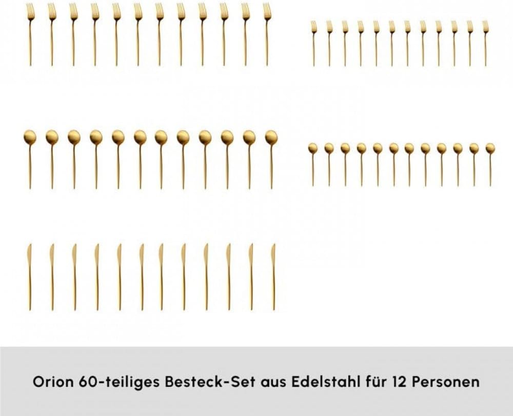 Karaca Orion 60-Piece Matte Gold Serving Set