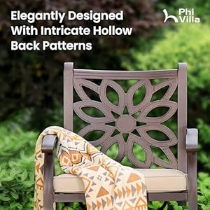   PHI-VILLA-Cast-Aluminum-Patio-Dining-Set-for-6-Person-7-Piece-Outdoor-Patio-Set-with-54-Dia-Cast-Top-Aluminum-Table21-Umbrella-Hole-and-6-Swivel-Rockers-Dining-Chairs-with-Seat-Cushions