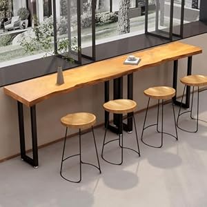   Bar-TableBar-Height-Pub-Table-with-Sturdy-Metal-FrameNarrow-High-Top-TableRectangular-High-Top-Kitchen-Dining-Counter-Tables-for-Bar-PubDining-RoomSmall-SpaceNarrow-Space-Wood