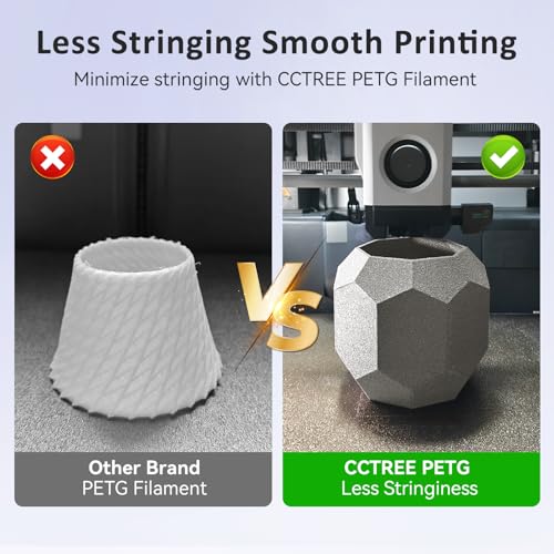 CCTREE PETG 3D Drucker Filament 1,75 mm, Ausgezeichnete Zähigkeit, Maßgenauigkeit +/- 0.03mm, 1kg Spule (2.2lbs), für most FDM 3D Drucker, Galaxy Silber – Bild 6