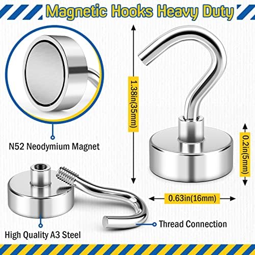FINDMAG Magnetic Hooks 30LBS Neodymium Durable Strong for Hanging