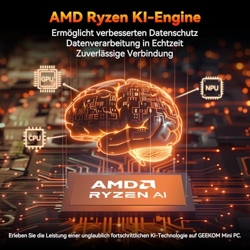 GEEKOM Mini PC Windows 11 Pro, AE8 AI Mini Computer, AMD Ryzen 9 8945HS (8 Kerne 16 Threads, bis zu 5,2 GHz), 32GB DDR5 5600MHz Max.2TB SSD Mini PC, AMD Radeon 780M/USB 4.0/WiFi 6E/BT5.2 – Bild 4