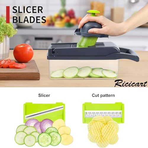 Extra-Sharp Multifunctional Chopper with 7 Interchangeable Blades for Veggies Fruits