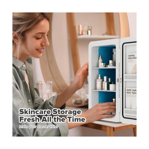   22L30Cans-Mini-Fridge-for-Bedroom-12v-DC-Portable-Cooler-Warmer-Mini-Refrigerator-with-Glass-Front-for-Car-Office-Desk-Dorm-Food-Beverage-Skincare-Makeup-White