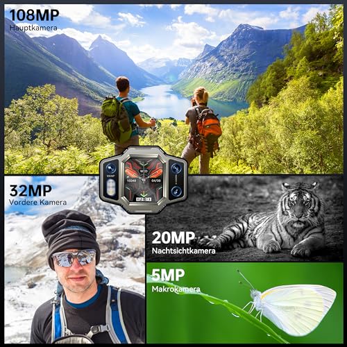 OUKITEL WP30 Pro 5G Outdoor Handy - 24GB+512GB Dimensity 8050 6,78 Zoll FHD+ 120Hz Outdoor Smartphone ohne vertrag 11000mAh/120W 108MP+20MP Vision Nocturne 32MP Frontkamera Android 13 IP68/NFC/WiFi 6 – Bild 6